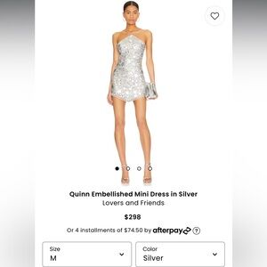 Lovers & Friends Quinn Embellished Mini Dress In Silver - Size Medium